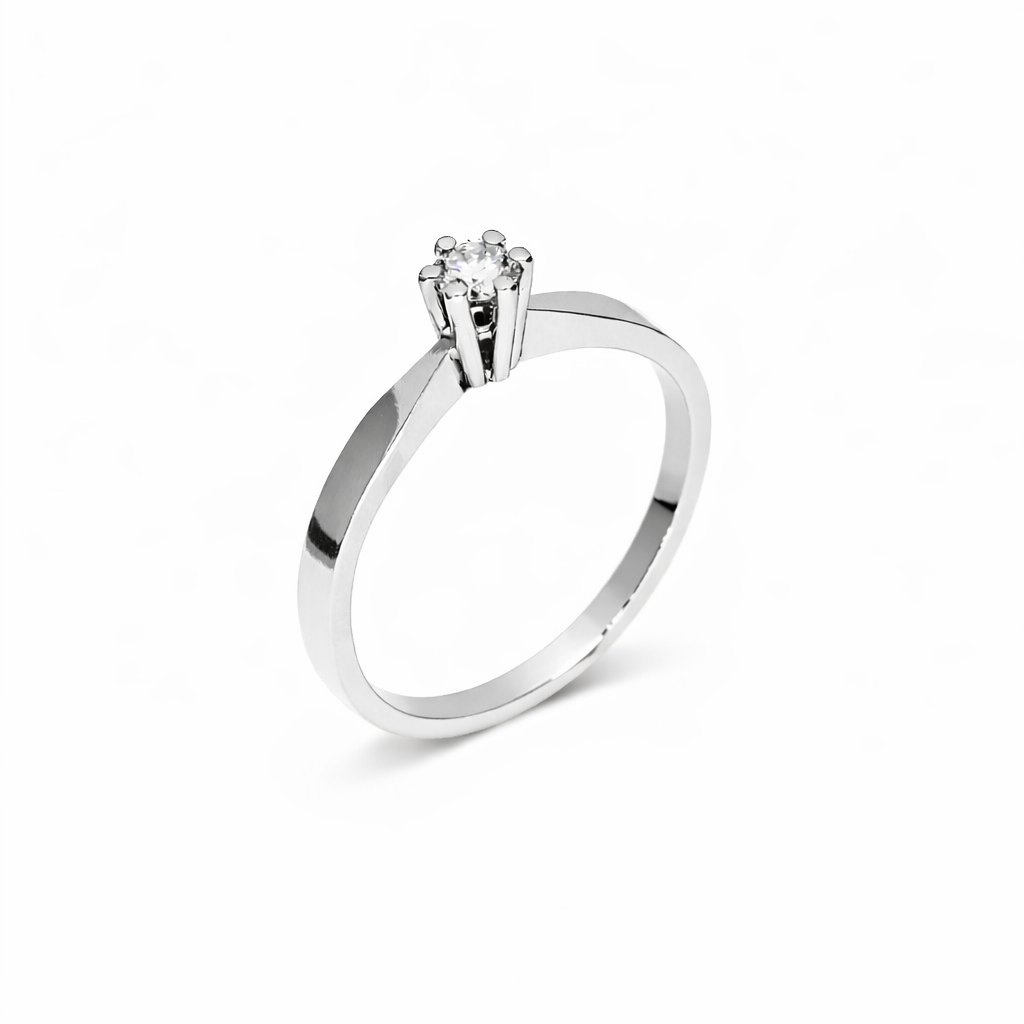 Witgouden Solitair Ring 0.17 crt.